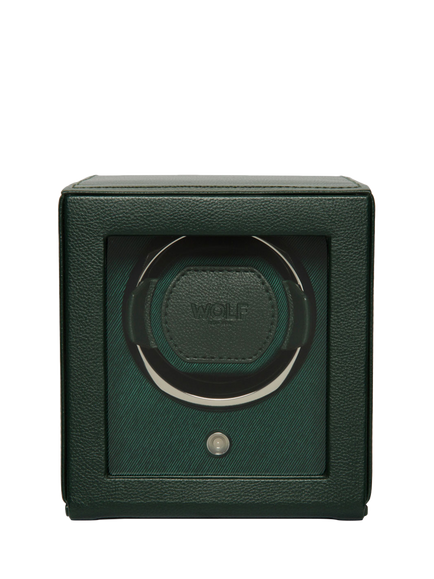 WOLF Cub Vegan Leather 1 Module Watch Winder With Cover, Green