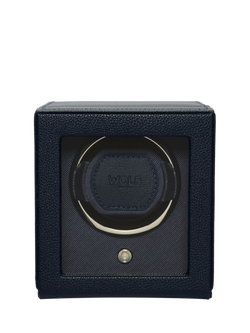 WOLF Cub Vegan Leather 1 Module Watch Winder With Cover, Navy