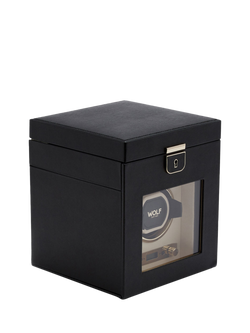 WOLF Palermo 1 Module Leather Watch Winder and Jewellery Box - view 2, Black Anthracite