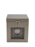 WOLF Palermo 1 Module Leather Watch Winder and Jewellery Box, Pewter