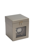 WOLF Palermo 1 Module Leather Watch Winder and Jewellery Box, Pewter