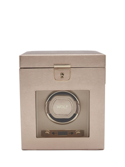 WOLF Palermo 1 Module Leather Watch Winder and Jewellery Box, Rose Gold