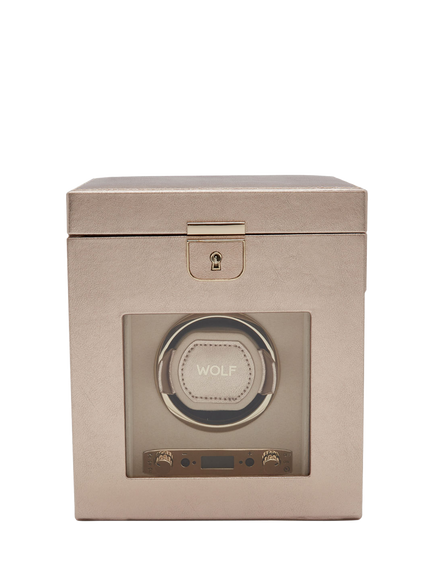 WOLF Palermo 1 Module Leather Watch Winder and Jewellery Box, Rose Gold