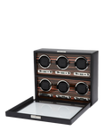 WOLF Roadster 6 Module Vegan Leather Watch Winder, Black