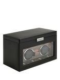 WOLF Roadster 2 Module Vegan Leather Watch Winder With Storage, Black