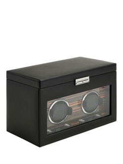 WOLF Roadster 2 Module Vegan Leather Watch Winder With Storage, Black - view 2, Black