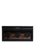 WOLF Roadster 3 Module Vegan Leather Watch Winder With Storage, Black