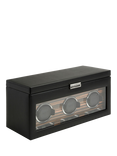 WOLF Roadster 3 Module Vegan Leather Watch Winder With Storage, Black
