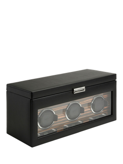 WOLF Roadster 3 Module Vegan Leather Watch Winder With Storage, Black - view 2, Black