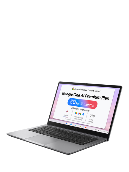 ASUS Chromebook Plus CX14 Laptop, Intel Core 3 Processor, 8GB RAM, 128GB eMMC, 14” Full HD, Grey - view 2, Grey