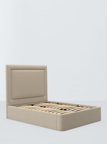 John Lewis Eaton Ottoman Storage Upholstered Bed Frame, Double, Brushed Tweed Beige
