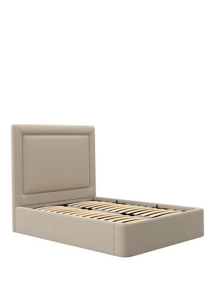 John Lewis Eaton Ottoman Storage Upholstered Bed Frame, King Size, Brushed Tweed Beige