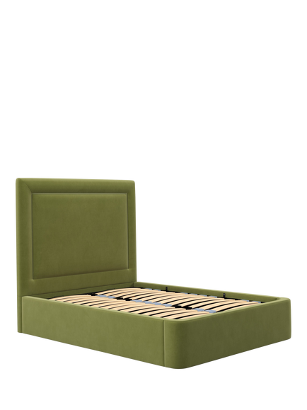 John Lewis Eaton Ottoman Storage Upholstered Bed Frame, King Size, Deep Velvet Olive