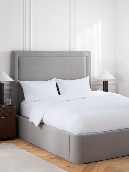 John Lewis Eaton Ottoman Storage Upholstered Bed Frame, King Size - view 2, Soft Twill Smoke