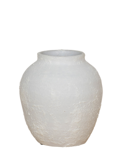 Floralsilk Rustic Stoneware Vase, H16cm, White, White