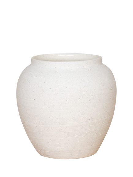Floralsilk Zen Ceramic Vase, H22cm, White, White