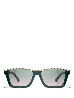 CHANEL Rectangular Sunglasses CH5548Q, Green - view 2, Green