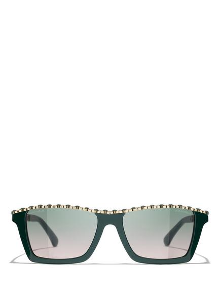 CHANEL Rectangular Sunglasses CH5548Q, Green - view 2, Green