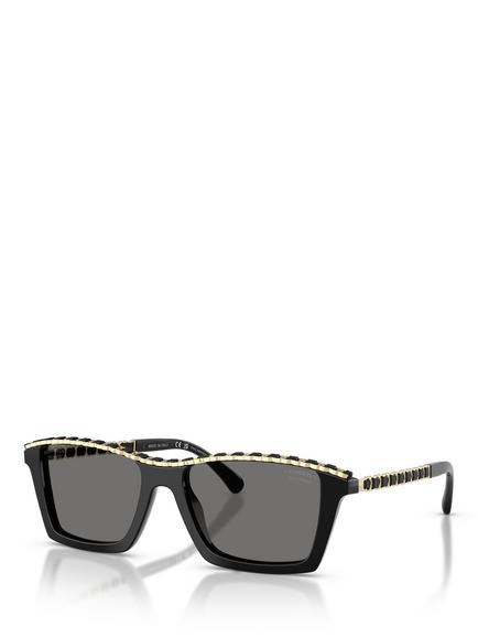 CHANEL Polarised Rectangular Sunglasses CH5548Q, Black, Black