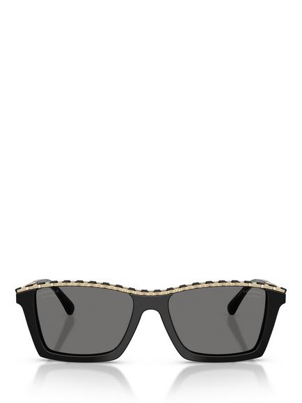CHANEL Polarised Rectangular Sunglasses CH5548Q, Black - view 2, Black