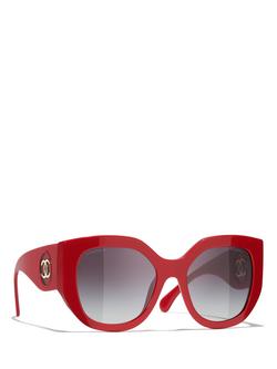 CHANEL Cat's Eye Sunglasses CH555017, Red/Grey Gradient, Red/Grey Gradient