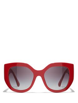 CHANEL Cat's Eye Sunglasses CH555017, Red/Grey Gradient - view 2, Red/Grey Gradient