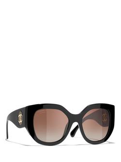 CHANEL Polarised Cat's Eye Sunglasses CH5550C, Black, Black