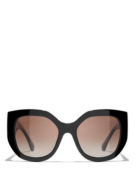 CHANEL Polarised Cat's Eye Sunglasses CH5550C, Black - view 2, Black