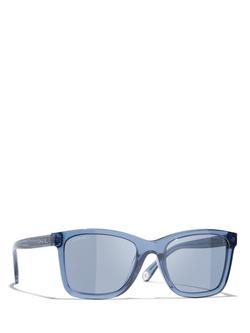 CHANEL Rectangular Sunglasses CH5551U, Blue, Blue