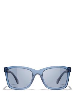 CHANEL Rectangular Sunglasses CH5551U, Blue - view 2, Blue