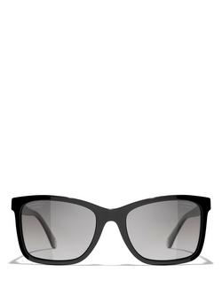 CHANEL Polarised Rectangular Sunglasses CH5551U, Black - view 2, Black