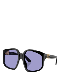 Miu Miu MU A07S Women's Irregular Sunglasses, Black/Violet, Black/Violet