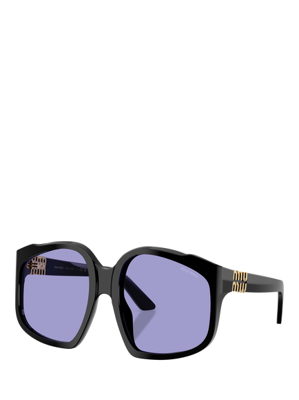 Miu Miu MU A07S Women's Irregular Sunglasses, Black/Violet, Black/Violet