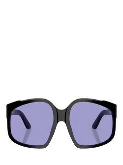 Miu Miu MU A07S Women's Irregular Sunglasses, Black/Violet - view 2, Black/Violet