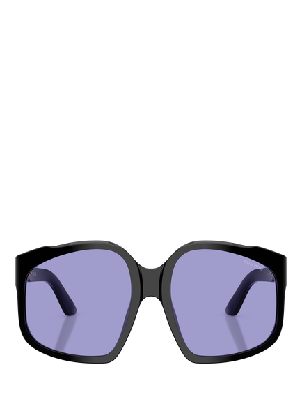 Miu Miu MU A07S Women's Irregular Sunglasses, Black/Violet - view 2, Black/Violet