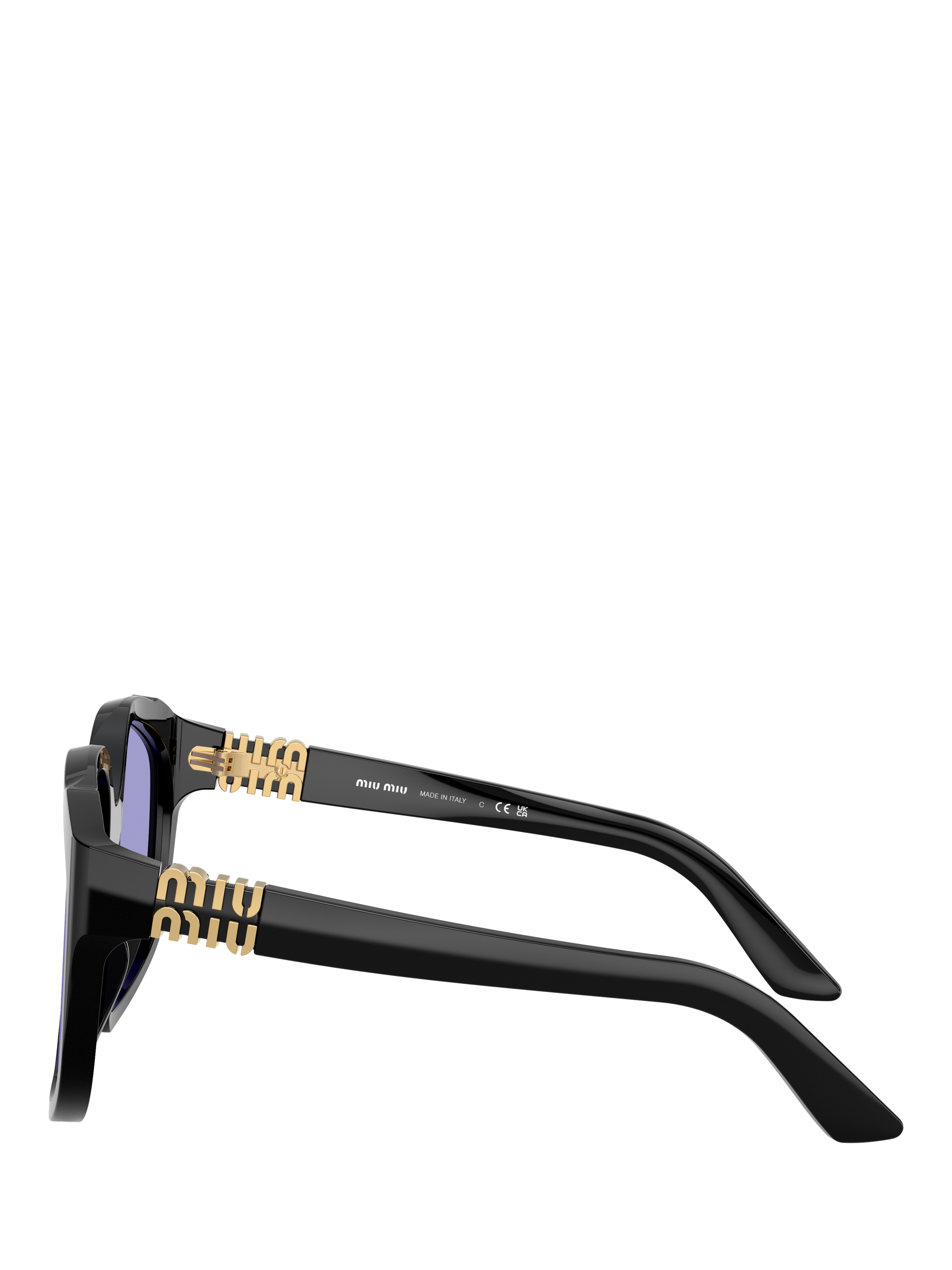 Product image 3 of 5, which shows Miu Miu MU A07S Women's Irregular Sunglasses, Black/Violet
