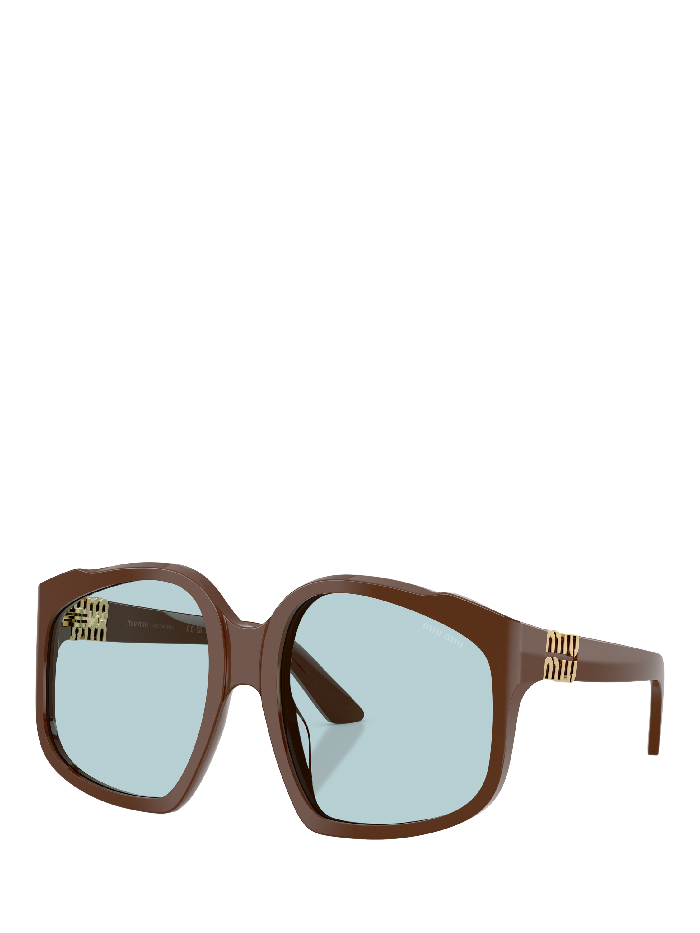 Product image 1 of 5, which shows Miu Miu A07S24 Square Sunglasses, Brown