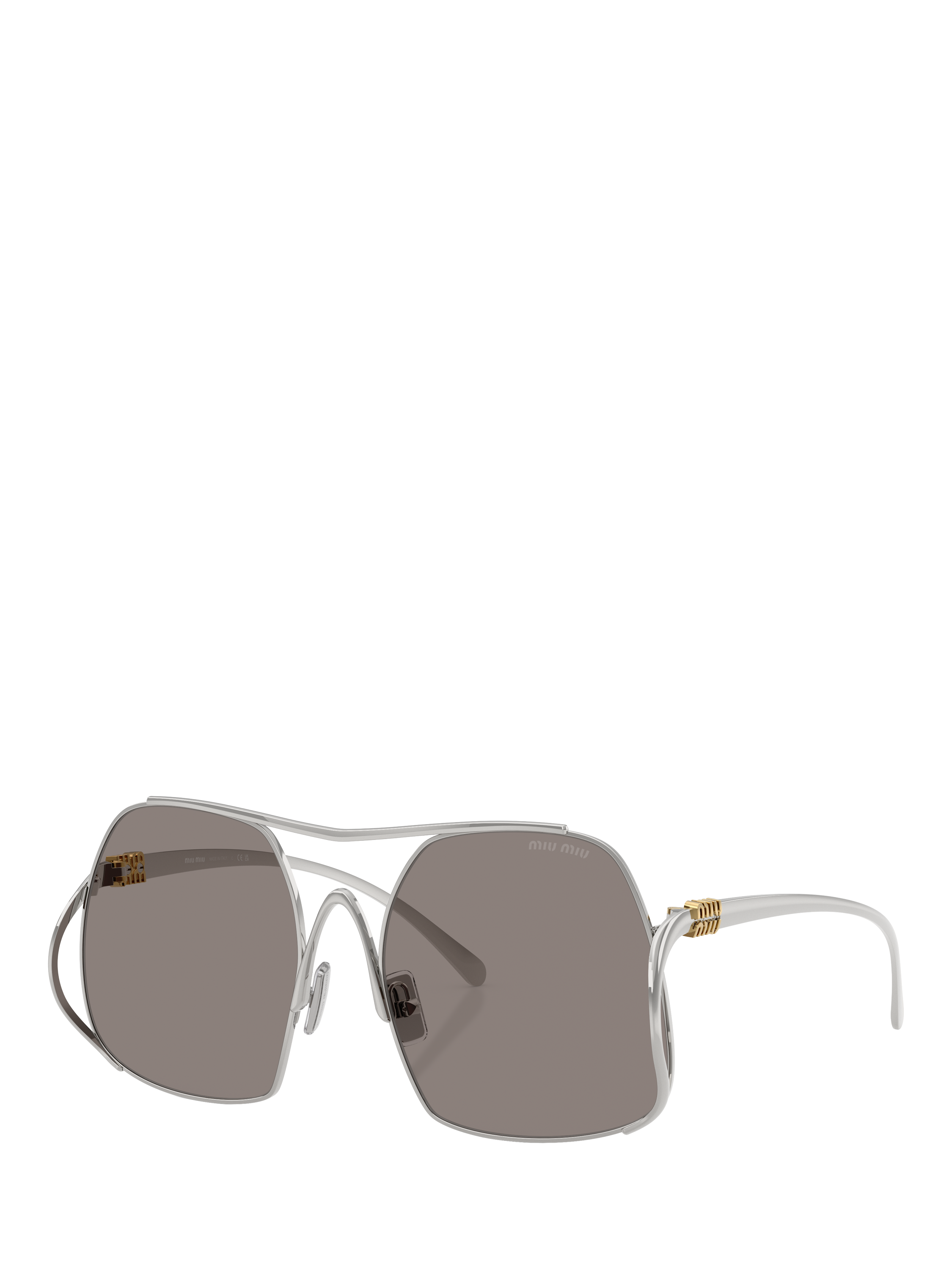 Product image 1 of 5, which shows Miu Miu MUA55S Women's Square Sunglasses, Silver/Grey