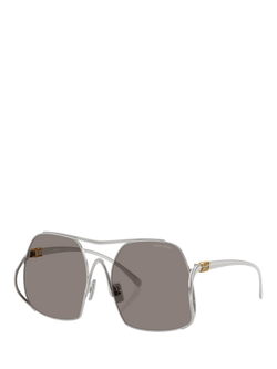 Miu Miu MUA55S Women's Square Sunglasses, Silver/Grey, Silver/Grey