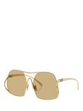 Miu Miu MUA55S Women's Square Sunglasses, Gold/Yellow
