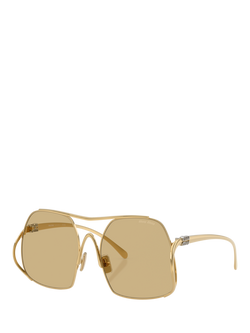 Miu Miu MUA55S Women's Square Sunglasses, Gold/Yellow, Gold/Yellow