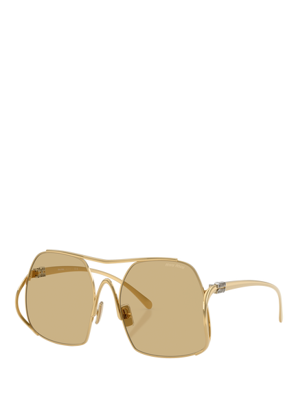 Miu Miu MUA55S Women's Square Sunglasses, Gold/Yellow, Gold/Yellow