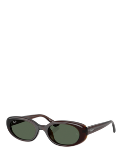 Ray-Ban RB4441 Unisex Oval Sunglasses, Brown/Green
