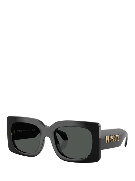 Versace VE4496 Women's Square Sunglasses, Black/Grey, Black/Grey