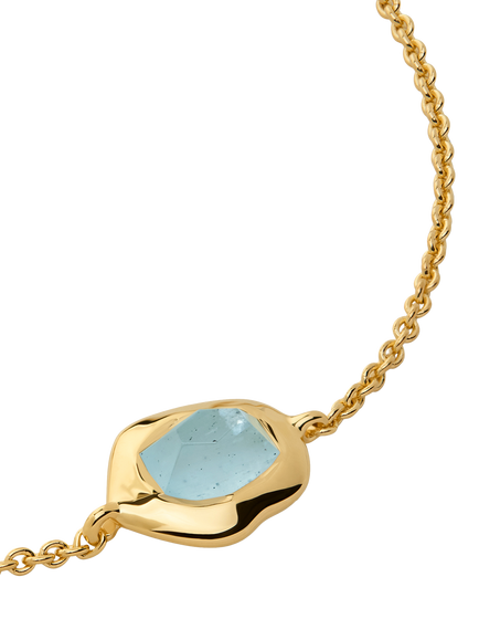 Monica Vinader Odyssey Gemstone Bracelet - view 2, Gold/Aquamarine