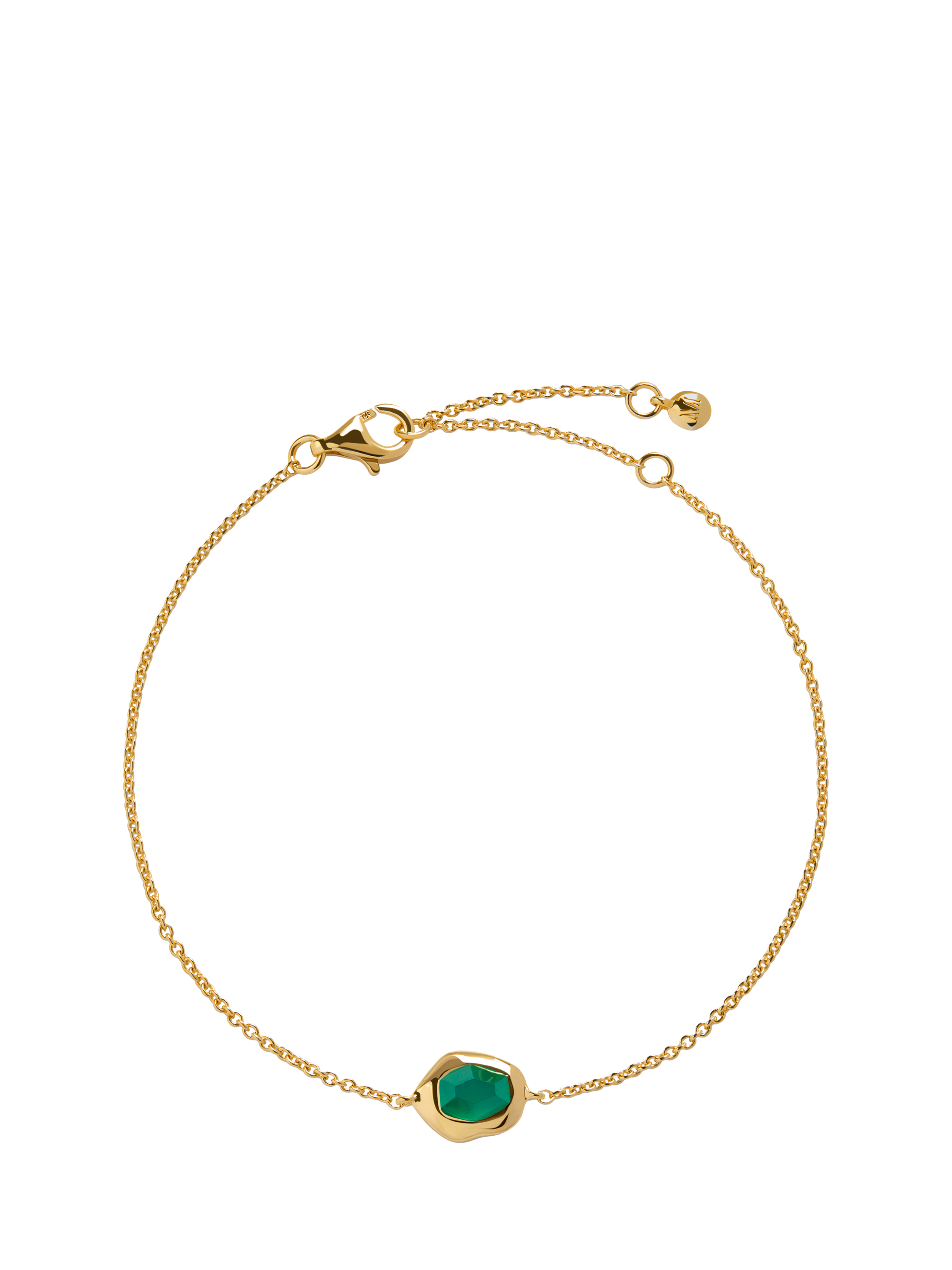 Product image 1 of 5, which shows Monica Vinader Odyssey Gemstone Bracelet, Green Onyx/Gold