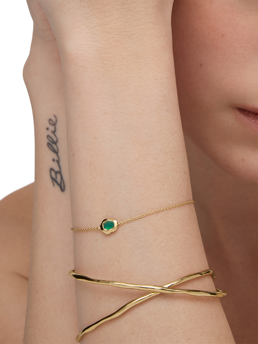 Product image 4 of 5, which shows Monica Vinader Odyssey Gemstone Bracelet, Green Onyx/Gold
