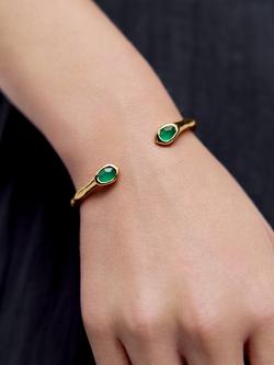 Monica Vinader Odyssey Open Cuff, Gold/Green Onyx - view 2, Gold/Green Onyx