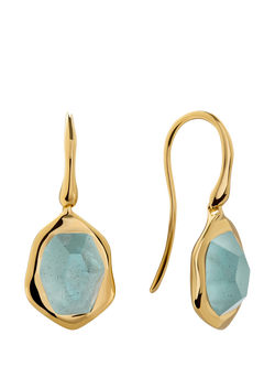 Monica Vinader Odyssey Gemstone Drop Earrings, Gold/Aquamarine