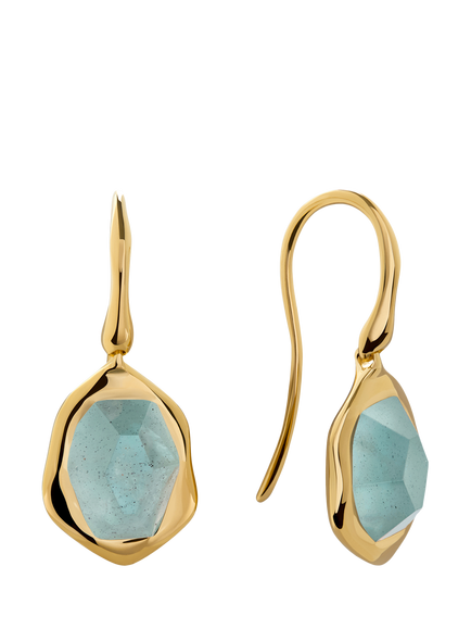 Monica Vinader Odyssey Gemstone Drop Earrings, Gold/Aquamarine